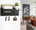 RelaxScene Key Holder Wall Mount - Decorative Key Rack and Mail Organizer with 6 Key Hooks - Wooden Key Hanger with Shelf for