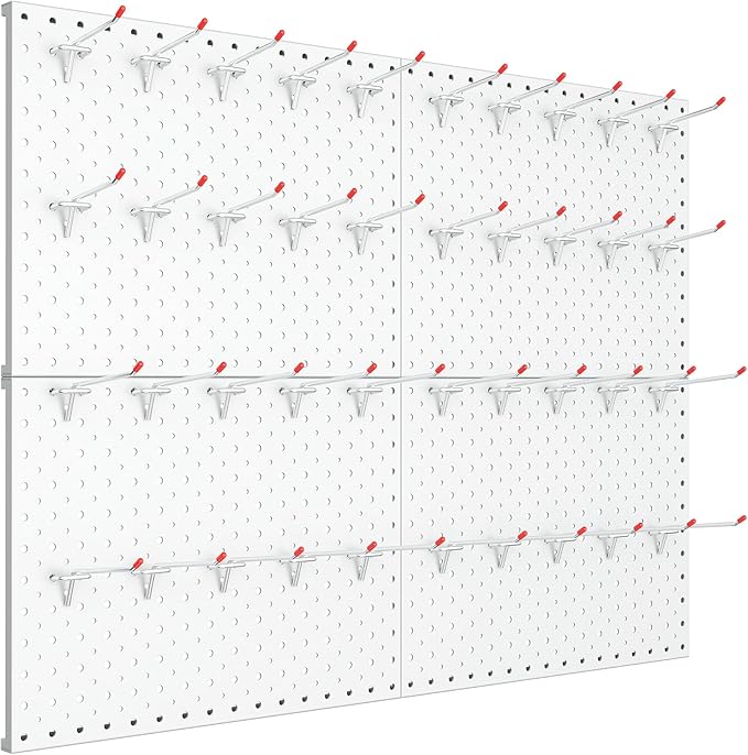 TORACK Metal Pegboard Panels and Hooks for Garage, Workbench, Shop, Shed Tool Organizer Peg Board with 1/8" & 1/4" Holes, Mod