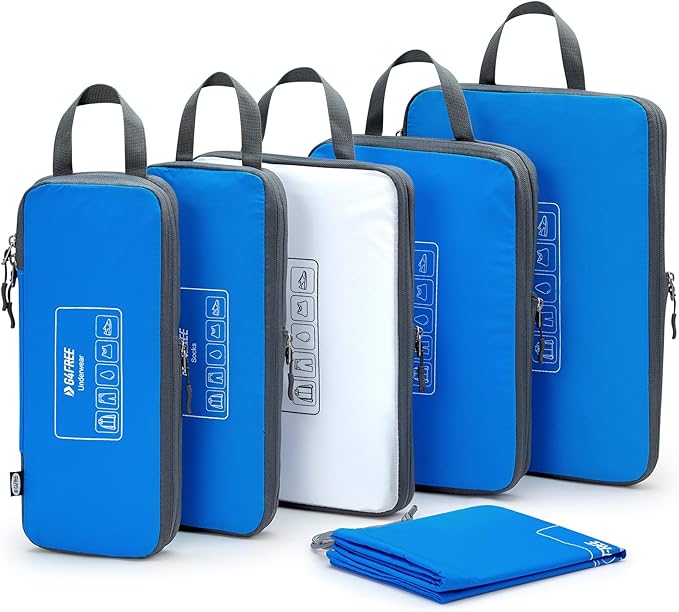 G4Free 6 Set Compression Packing Cubes, 3 sizes Travel Packing Organizers for Suitcases, Expandable Luggage Suitcase Storage 