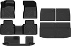 LASFIT Floor & Backseat & Cargo Mats for Mitsubishi Outlander 2022-2025, TPE All Weather Protection Custom Fit 3 Rows Floor Liners and Trunk Mats Rubber for Outlander Accessories, Black
