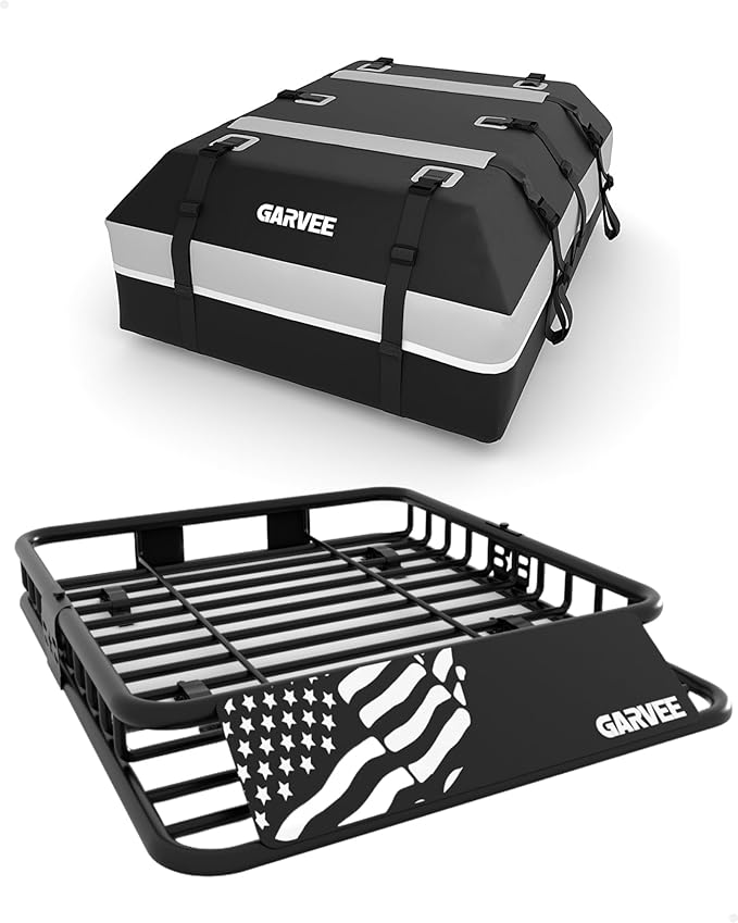 GarveeLife 51 in x 36 in Universal Roof Rack Basket, 200 LBS Capacity Rooftop Cargo Carrier Basket with 15 Cubic Feet (44 in x 34 in) Waterproof Luggage Bag, for Suvs, Trucks, Vehicles