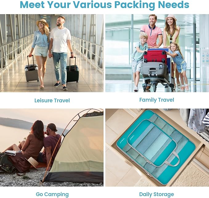 Cambond See Through Mesh Compression Packing Cubes - 4 Piece Expandable Space Saving Packing Cubes for Travel, Lightweight Tr