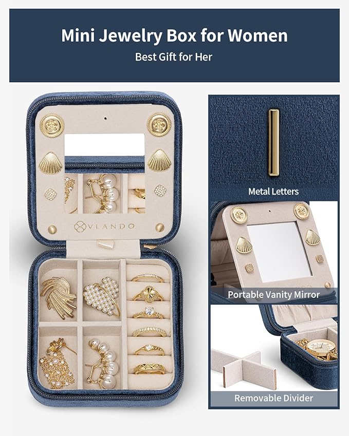 Vlando Valentines Day Gifts for Her, Travel Jewelry Organizer, Necklace Ring Organizer, Jewelry Travel Essentials Travel Gift
