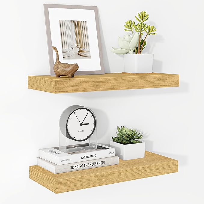 Fun Memories 16 Inch Floating Shelves for Wall, 9.3Inch Deep Floating Shelf, Extra Deeper & Thicker Wall Mounted Storage Shel