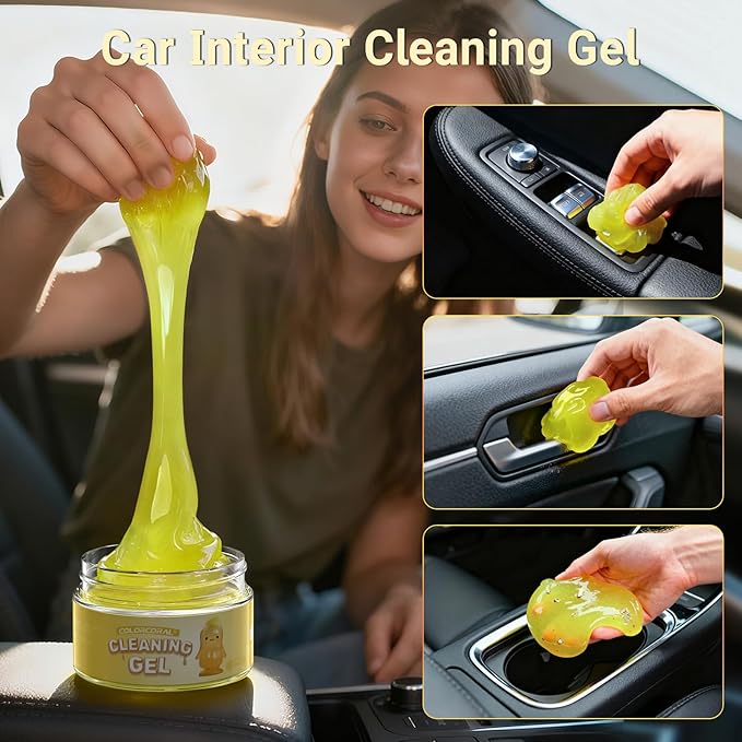 COLORCORAL 4 Pack Car Cleaning Gel Reusable Auto Slime Cars Cleaner Dust Cleansing Gels,Vehicle Interior Cleaning Care Putty,