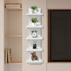 5 Tier Shelves for Wall, Decorative Wall Mounted Vertical Shelving Column Decor 30 Inch H Mounted Floating Storage Organizer 