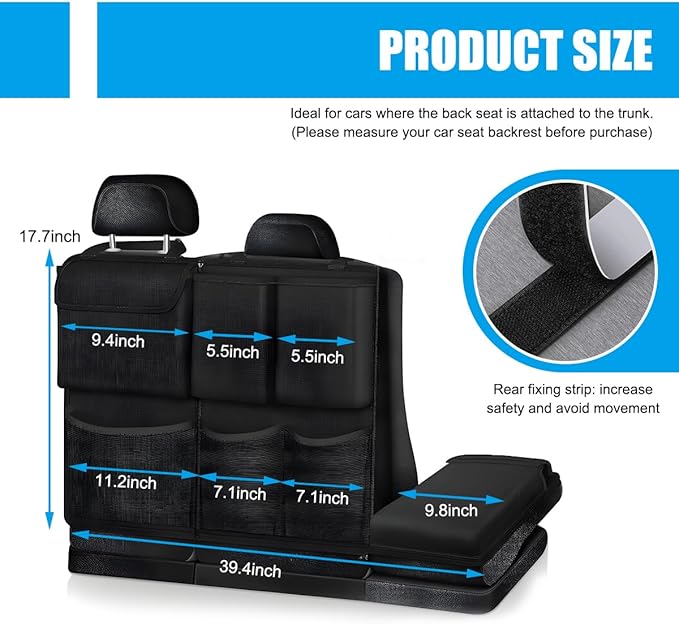 Hanging Car Trunk Organizer, Detachable Seat Back Storage Bag with Lids & 7 Large Pockets, Waterproof Space Saving Cargo