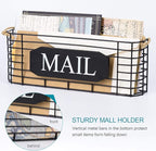 SRIWATANA Rustic Mail Key Holder, Mail Organizer Wall Mount with 5 Hooks Large, Black