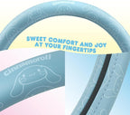 Cinnamoroll Steering Wheel Cover, Official Sanrio Car Steering Wheel Cover with Universal Size 14.5-15.5, Cute Blue for Women, Cinnamoroll Car Accessories (Cinnamoroll Blue Monogram)