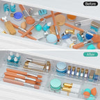 WOWBOX 12 Pack Clear Drawer Organizer Set, Acrylic Drawer Storage Trays, Storage Bins for Makeup, Cosmetics, Jewelries, Utens