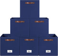 FinishingBo 6-Pack Storage Cubes with Handles & Label Holders Basket, Closet Cube Home Organizer Bins(Blue, 13 x 13 x 13 inch
