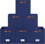 FinishingBo 6-Pack Storage Cubes with Handles & Label Holders Basket, Closet Cube Home Organizer Bins(Blue, 13 x 13 x 13 inch