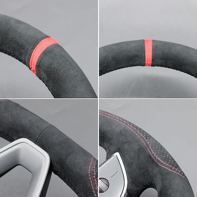 MEWANT DIY Stitching Steering Wheel Cover Wrap for Tesla Model 3 Highland 2023-2025/Model Y 2025 Highland for Tesla Model 3/Model Y Accessories(3D Style)