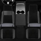 NBTEPEM 10 Pcs Car Floor Mats Full Set Car Accessories, Microfiber Leather Steering Wheel Covers 14.5-15 inch, Center Console Cover, Seat Belt Pads, Cup Coasters, Universal Interior Decor(Gray)