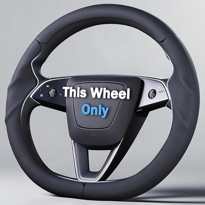 Steering Wheel Cover for Tesla Model 3 2024-Present Highland/Tesla Model Y Juniper 2025-Present, Leather Steering Wheel Cover for Tesla Model 3 Highland/Y Juniper Accessories, Black