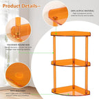 Sezanrpt 3 Tier Countertop Corner Organizer Shelf 7x7x15.7 Inch, Orange Countertop Acrylic Bathroom Corner Shelf, Vanity Stor