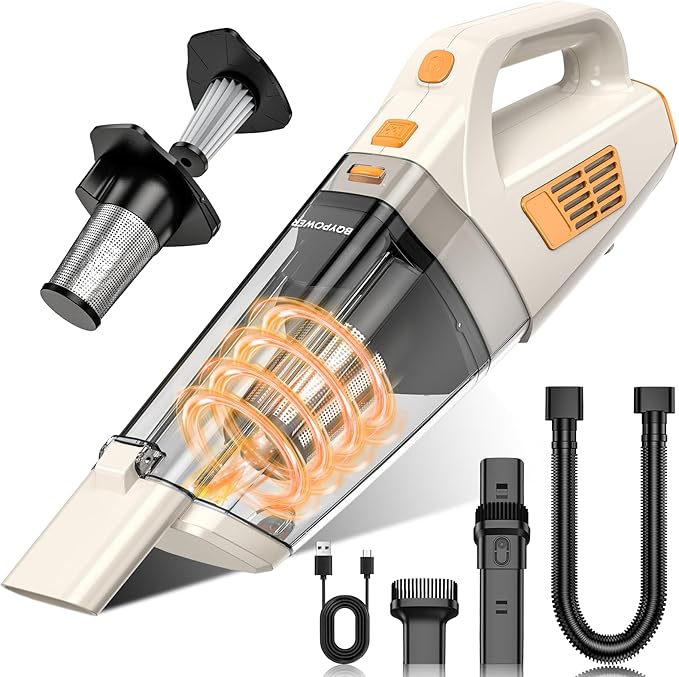 BQYPOWER Handheld Vacuum Cordless, 16000PA Strong Suction Hand Held Vacuum Dust Busters Cordless Rechargeable with Multiple A