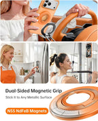 SYNCWIRE Magnetic Phone Ring Holder for MagSafe, 360° Rotation Cell Phone Grip Stand Finger Ring Kickstand Two-Sided Magnet Compatible with iPhone 17 Pro Max 16 15 14 13 12 MagSafe Accessories