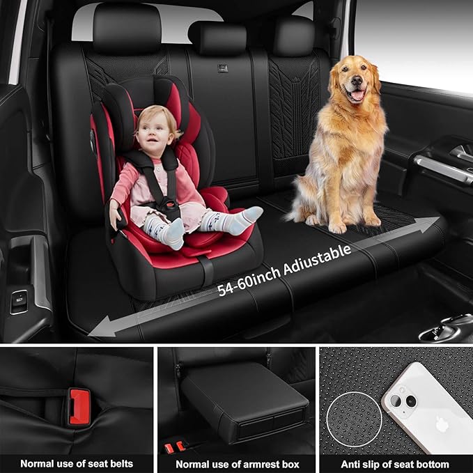 CAR PASS Leather Oxford Large Seat Covers For Truck F150 Ram Silverado Sierra 1500 Seat Covers, Scratch-resistant Water-proof