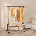 EAGMAK Heavy Duty Clothes Rack Load 556 LBS, Rolling Clothing Rack With Shelves, Height Adjustable Metal Clothes Hanger with 