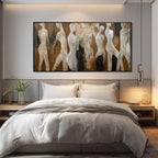 CHUDANHAO White and Brown Wall Art Graffiti Home Wall Decor Abstract Wall Pictures 24"x48" Decorations for Bedroom Dining Roo