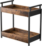 KLM Countertop Coffee Station Organizer, 2 Tier Wooden Shelf for Coffee Bar Accessories, Condiment Storage Caddy for Kitchen,