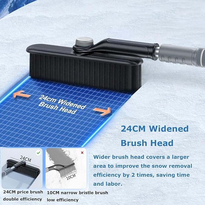 3 In 1 Snow Brush and Ice Scraper for Car Windshield Extendable Snow Removal 360° Pivoting Vehicle Winter Shovel Brush Snow Scraper with Long Handle for Car SUV Trucks (White)
