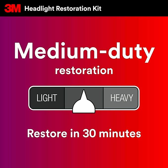 3M Headlight Lens Restoration Kit, Medium Duty 2-Pack, No Tools Required, Restores Cloudy Yellowed Plastic Lenses, Includes S