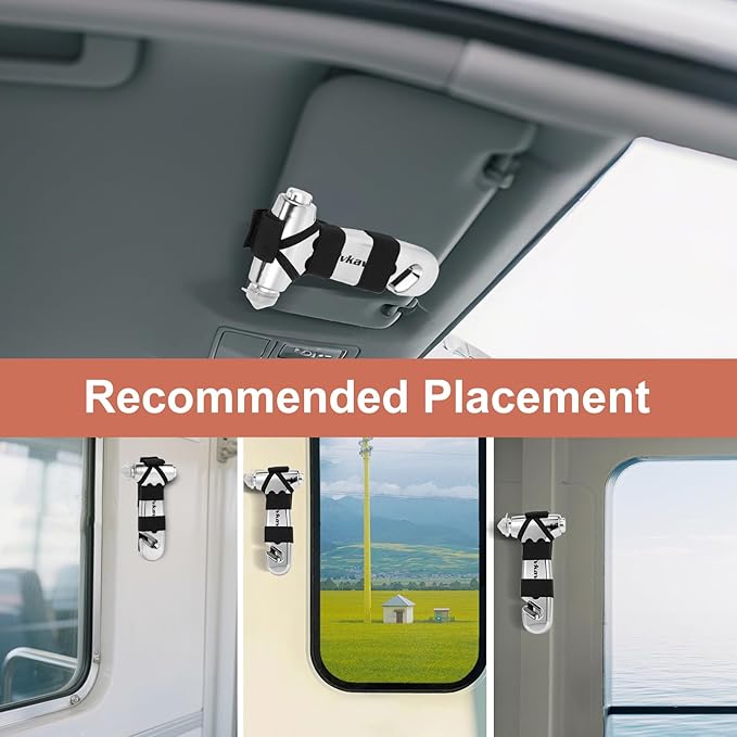 Window Breaker, Automotive Safety Hammer, 3 in 1 Emergency Escape Tool with Glass Breaker and Seat Belt Cutter, Silver
