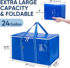 BALEINE 2-Pack Oversized Moving Bags with Reinforced Handles, Heavy-Duty Storage Tote for Clothes, Moving Supplies (Royal Blu