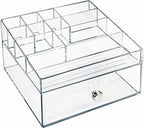 iDesign Clarity BPA-Free Plastic Organizer Drawer with Divided Tray, 6.97" x 6.5" x 3.94", Clear