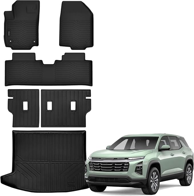 Auxko All Weather Floor Mats Cargo Mat Backrest Mat Fit for Chevrolet Equinox 2025 2026 & GMC Terrain 2025 2026 Gas (Not EV) TPE Rubber Liners Accessories Odorless All Season Car Floor Liner Black