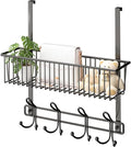 Kaiferty Over The Door Hooks Organizer,Door Hanger Door Storage with Basket,Over The Door Towel Rack Coat Hooks with 12 Hooks