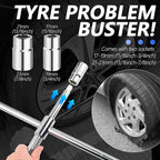 Extended Lug Nut Removal Tool Kit with 4 Way Lug Wrench,23" Telescopic Tire Iron Lug Wrench with 2 Standard Sockets(17,19,21,