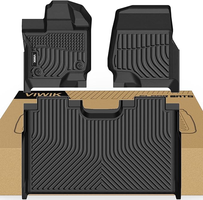VIWIK TPE Floor Mats Full Set for 2015-2025 2026 Ford F-150 SuperCrew & 2022-2026 F 150 Lightning Without Under-Seat Fold Flat Storage | Custom Fit All-Weather Anti-Slip Car Liners