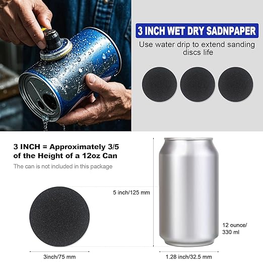 133 PCS Sanding Disc Drill Polishing Kit Sanding Attachment, 3 Inch Wet Dry Headlight Restoration Kit, Hook and Loop Sandpape