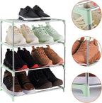 4-Tier Stackable Small Shoe Rack, Lightweight Shoe Shelf Storage Organizer for Entryway, Hallway and Closet (Green)