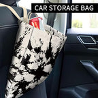 Car Trash Can, Cute Car Trash Bag, Hanging Car Organizer and Storage Bag, Trash Bin for Car Accessories, Vehicle, Travelling, Camping White Black Print
