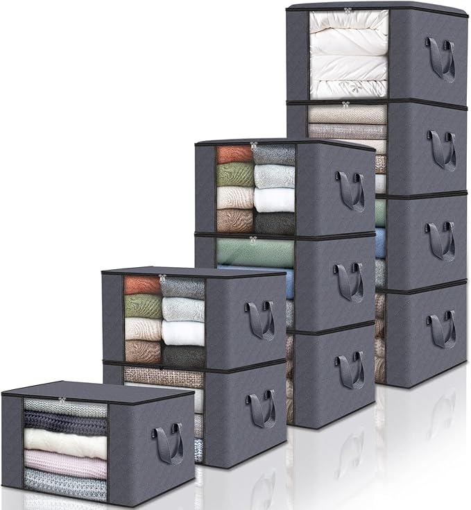 Fab totes Storage Bags,Clothes Blanket Storage Bins Foldable Closet Organizers with Reinforced Handle for Home Dorm Storage a