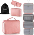 Elviros Hanging Travel Toiletry Bag for Women, 3-in-1 Large Makeup Bag and Cosmetic Organizer, Vegan Leather Waterproof Skinc