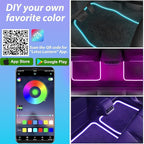 Car Floor Mats with Led Strip Light, Universal Fit Black Automotive Carpet, RGB App Control Car Floor Mats with Ambient Light, Anti-Slip Waterproof Car Decor Accessories for SUV, Trucks, Sedan,Jeeps