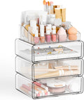 Yieach Clear Acrylic Makeup Organizers Countertop for Dresser,Desk,Bathroom Vanity,4 Tier Stackable Make up Holders and Makeu