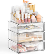Yieach Clear Acrylic Makeup Organizers Countertop for Dresser,Desk,Bathroom Vanity,4 Tier Stackable Make up Holders and Makeu