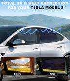 XCBYT Car Window Shades for Tesla Model 3 Highland 2024-2026, Static Cling Privacy Rear Side Window Covers, Clear Front Half Window Shades, Easy Install, No Residue (4 PCS)