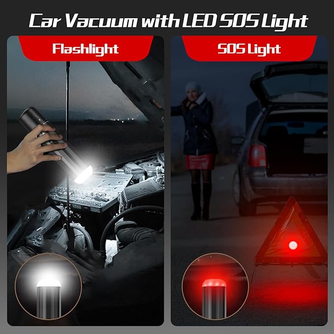 Chuboor 13000PA Powerful Car Vacuum Cleaner High Power Cordless Rechargeable, Handheld Vacuum, Portable Mini Vacuum with LED 