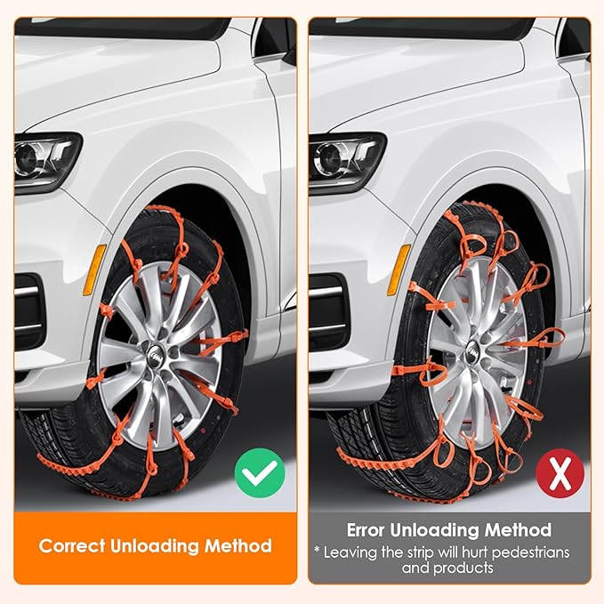 Qoosea Snow Chains Tire Chains for Car, Trucks, SUV 12 Pieces Universal Thickened Manganese Steel Emergency Snow Tire Chains,