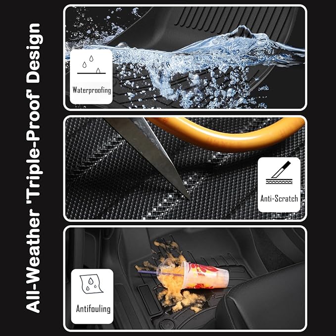 All Weather Floor Mats for 2011-2023 Chrysler 300-RWD & 2011-2022 Dodge Charger, Rubber Heavy Duty Non Slip Floor Liners, Car Mats Full Set 1st & 2nd Rows Maximum Coverage