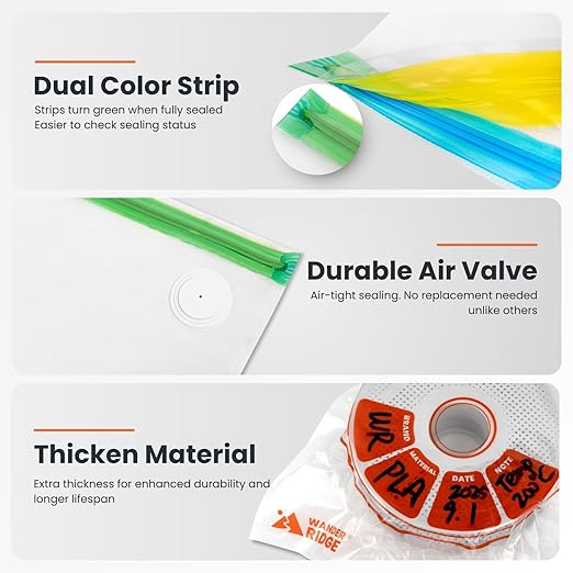 3D Printer Filament Storage Bags Vacuum Storage Bags (13x15 inches) Moisture-Proof Dustproof Humidity Resistant (20 Bags Only