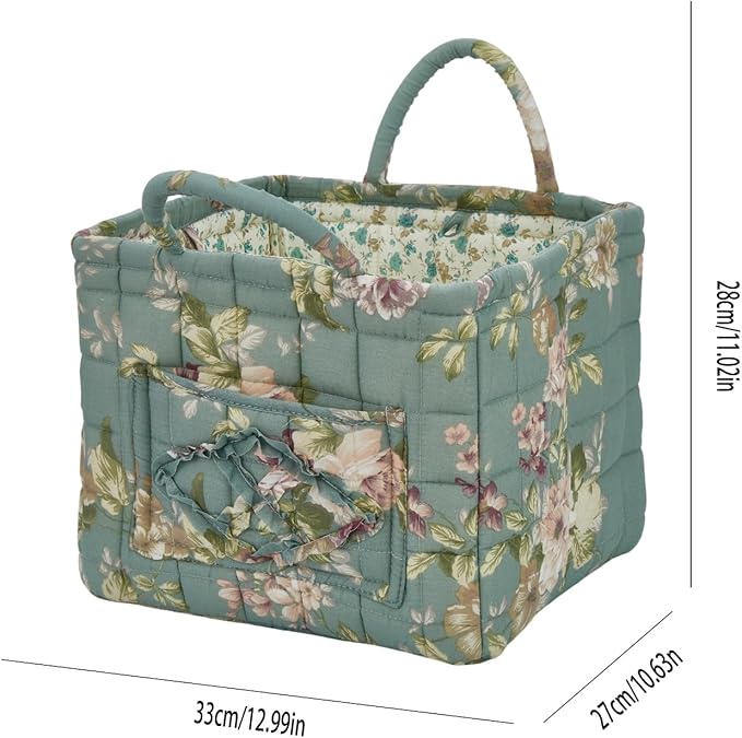 Boho Fabric Storage Basket, Large Capacity Laundry Basket, 12.2'' x 10.23'' x 10.23'' Collapsible Laundry Hamper with Easy Ca