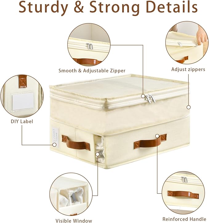 Bed Sheet Organizers and Storage, 8 Pack Linen Closet Organizers with Adjustable Zipper, Foldable Bedding Storage for Queen o